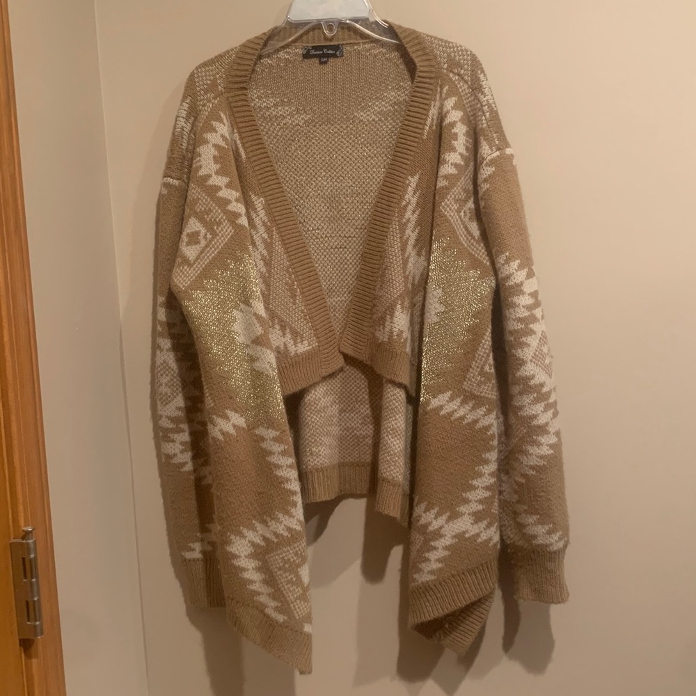 Azteca Pattern Brown Gold Cardigan